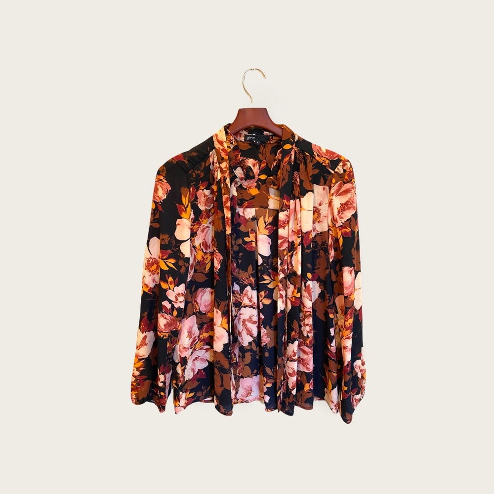 Tie-front smocked blouse